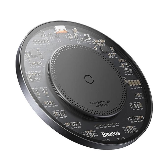 Безжично зарядно 220V Baseus Wireless 15W, SIMPLE2 (CCJJ050001) + кабел Type-C към Type-C - Image 2