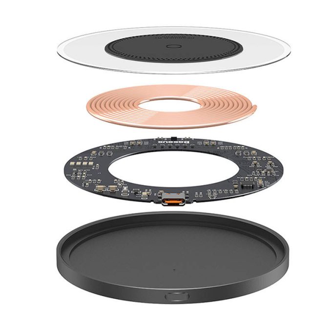 Безжично зарядно 220V Baseus Wireless 15W, SIMPLE2 (CCJJ050001) + кабел Type-C към Type-C - Image 6