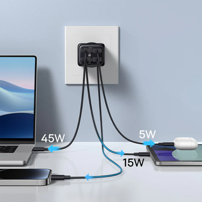 Зарядно устройство 220V BASEUS 65W, 2xUSB-A, 2xUSB-C, GaN6 Pro (P10162701113-00) - Image 10