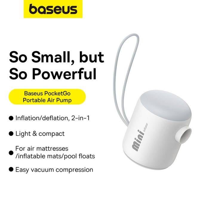 Преносима мини помпа Baseus - PocketGo - (C11157700221-00) + LED светлина - Image 4