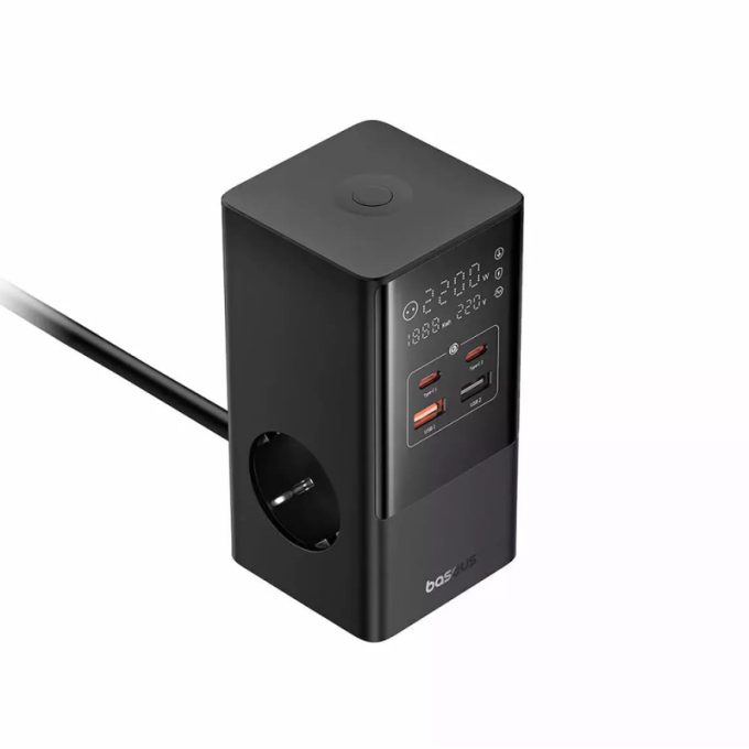 Разклонител / Зарядна станция 220V BASEUS 35W, 3xAC + 2xUSB-A + 2xUSB-C, PowerCombo Tower (E00023606113-00) - Image 3