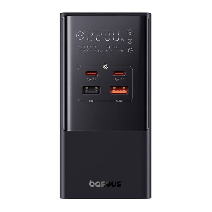 Разклонител / Зарядна станция 220V BASEUS 100W, 2xAC + 2xUSB-A + 2xUSB-C, PowerCombo Tower (E00023609113-00) - Image 2