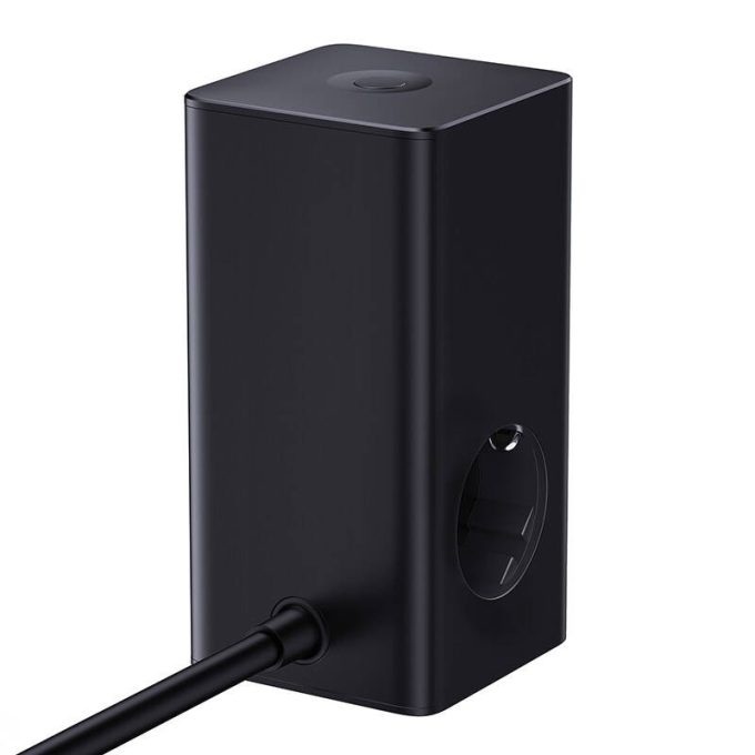 Разклонител / Зарядна станция 220V BASEUS 100W, 2xAC + 2xUSB-A + 2xUSB-C, PowerCombo Tower (E00023609113-00) - Image 3