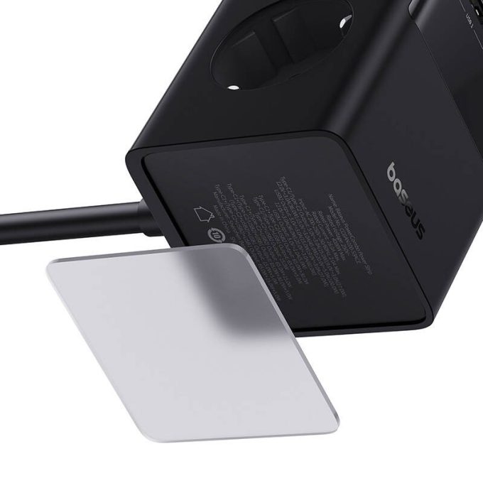 Разклонител / Зарядна станция 220V BASEUS 100W, 2xAC + 2xUSB-A + 2xUSB-C, PowerCombo Tower (E00023609113-00) - Image 5